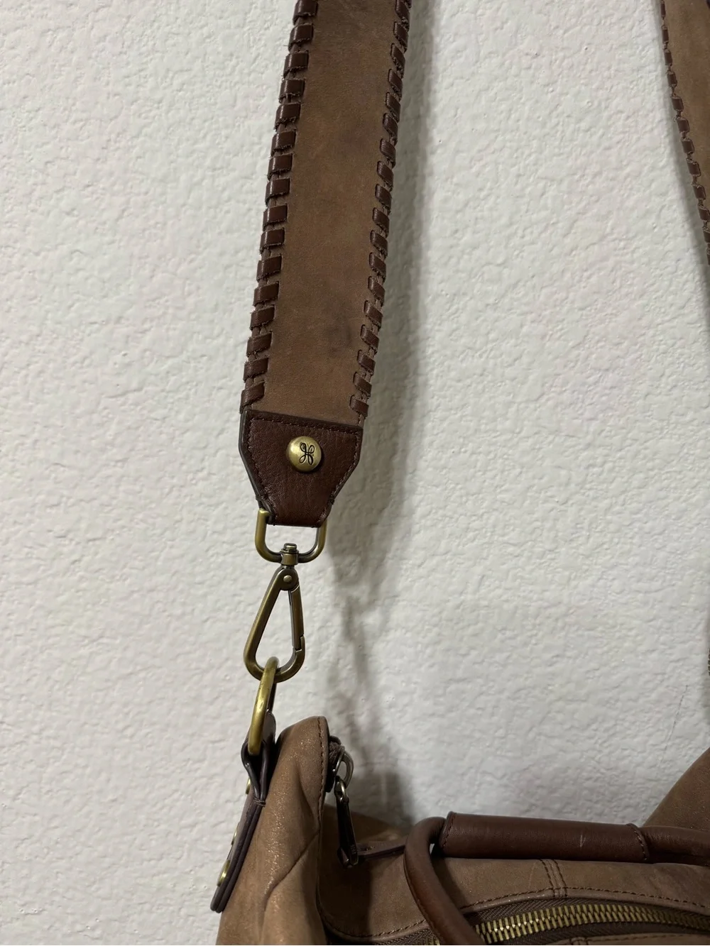 HOBO Original Fringe Accent Suede Shoulder Bag in Taupe and Dark Brown - Picture 5 of 11